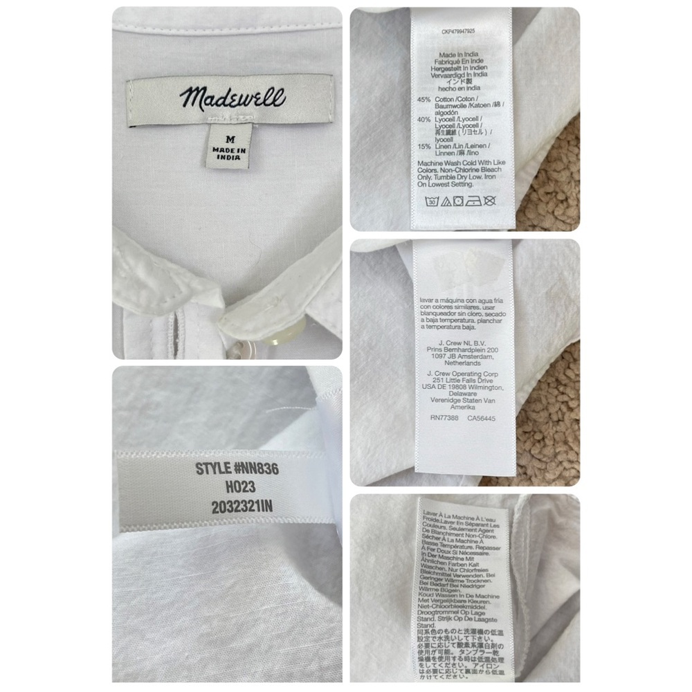 Madewell White Cropped Boxy Utility Button-Up Shirt Women’s Size Medium - Picture 8 of 16